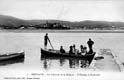 VISTA DE HONDARRIBIA DESDE EL PUERTO DE HENDAIA: BIDASOA. BARCA CON GENTE. BARQUERO