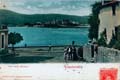 HENDAIA. GENTE. AL FONDO VISTA DE HONDARRIBIA. BIDASOA: CAÑONERA MAC MAHON (1907)