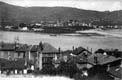 VISTA GENERAL HONDARRIBIA DESDE HENDAIA: BAHÍA TXINGUDI. CALÑONERA MAC MAHON (1917                                       DORSO:T)