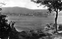 HONDARRIBIA VISTA DESDE HENDAIA. BIDASOA. AL FONDO: COLEGIO HIJAS DE LA CRUZ. PUNTAL. IGLESIA. CASTILLO